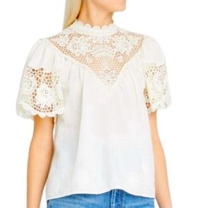 NWT Ulla Johnson Sofia Scalloped Lace Top -Sz 10